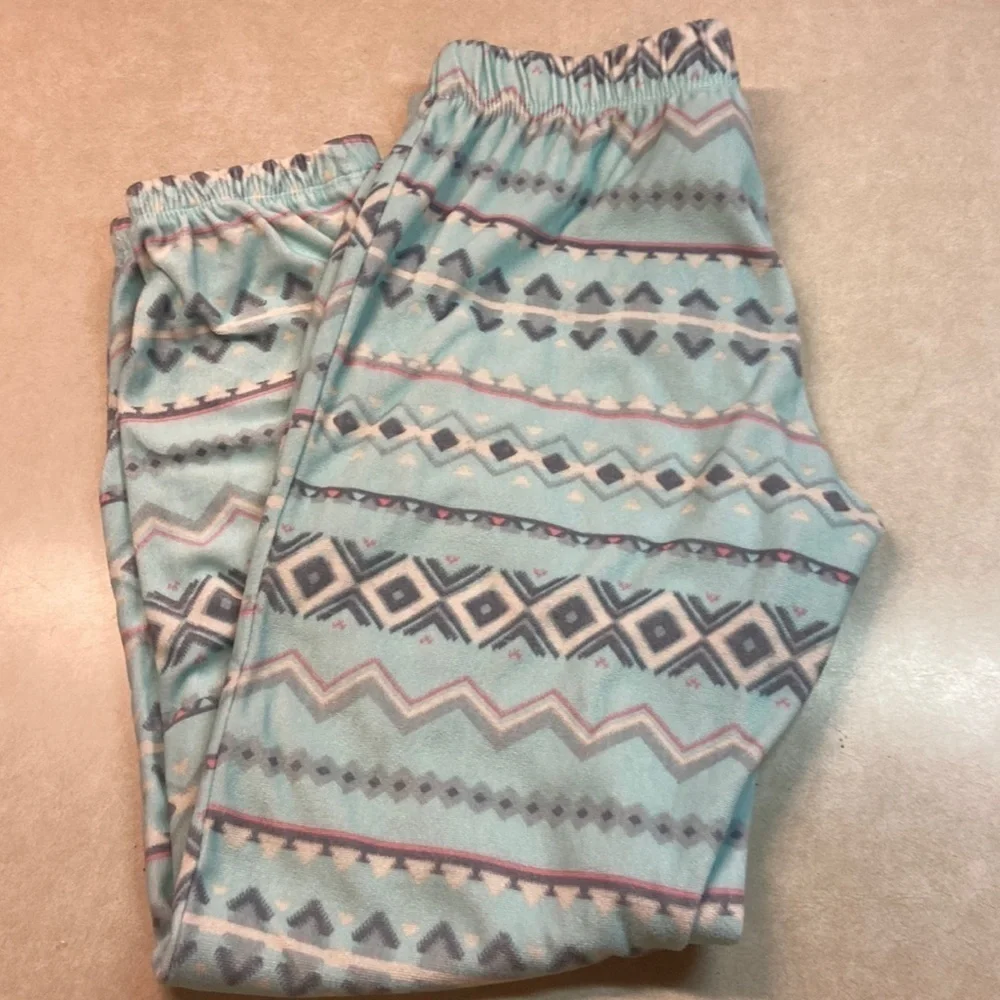 Sleep Justice Polyester Pajama BottomsAztec Print Fleece Loungewear EUC Size 12
